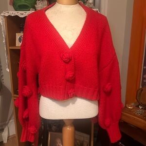 For Love & Lemons Scarlet cropped rosette cardigan